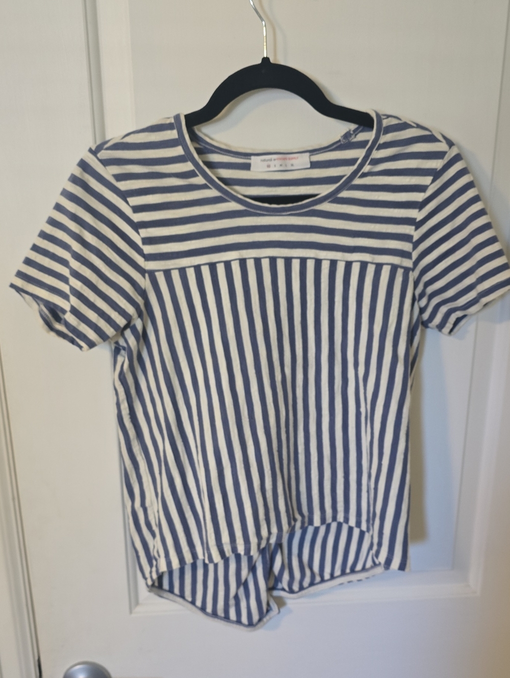 Girls' Navy and White Striped Short Sleeve Tee